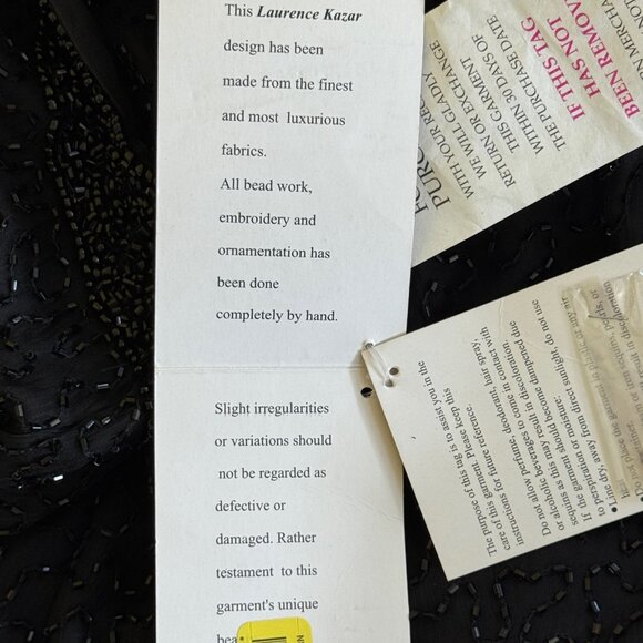 Laurence Kazar NWT Formal Dress Plus Size 2X Beaded Sequin Silk Lined Black Vtg - Picture 10 of 12